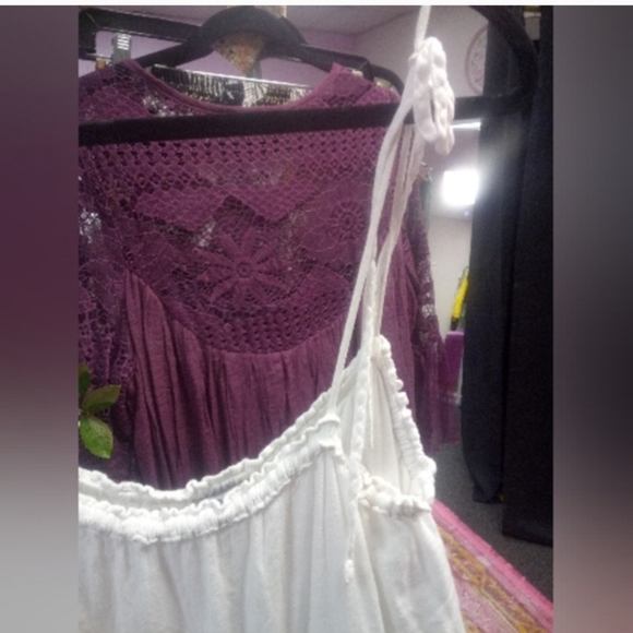 RAILS " Carlyn " White Mini Dress Tie Straps Ruffle Tiered Dress LARGE - Picture 8 of 16